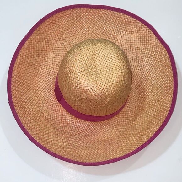 VTG, ? Natural Strew Made In Italy Elegant Chic Women’s Hat Pink And Tan main image 9